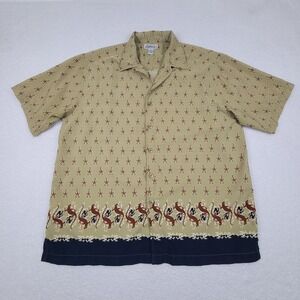 Aeropostale Tribal Hawaiian Short Sleeve Button Up Shirt Mens XL Polyester Top